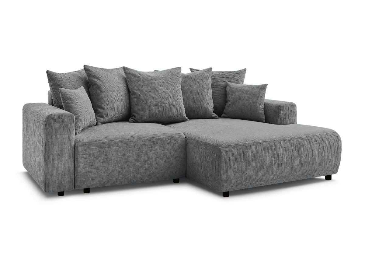 Atilla - Canapé D'Angle Convertible Coffre - Tissu Texturé - Angle Droit