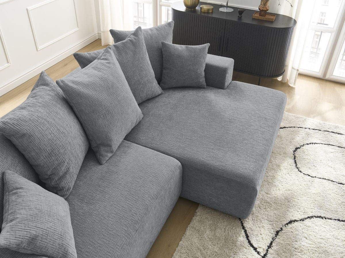 Atilla - Canapé D'Angle Convertible Coffre - Tissu Texturé - Angle Droit