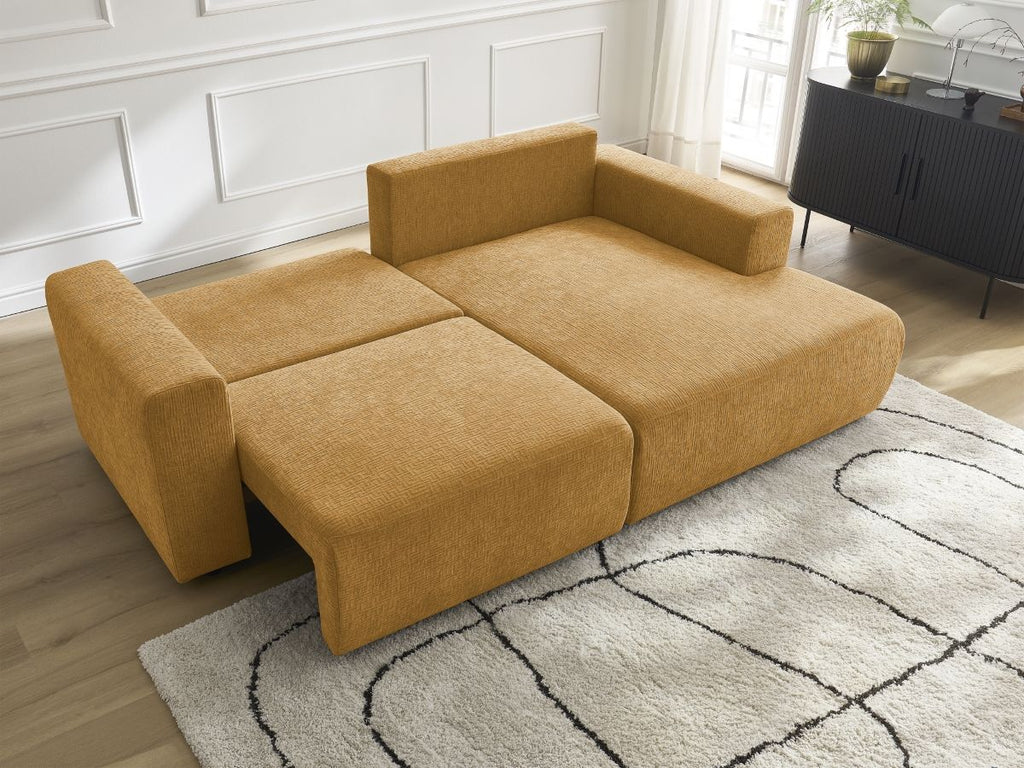 Atilla - Canapé D'Angle Convertible Coffre - Tissu Texturé - Angle Droit