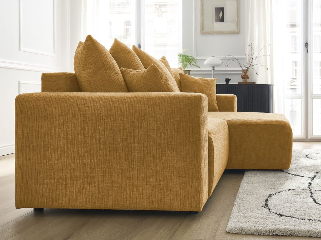 Atilla - Canapé D'Angle Convertible Coffre - Tissu Texturé - Angle Droit