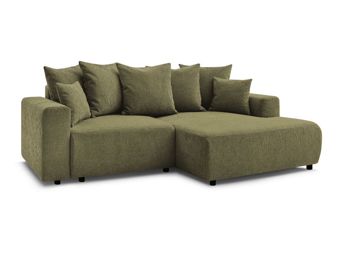 Atilla - Canapé D'Angle Convertible Coffre - Tissu Texturé - Angle Droit