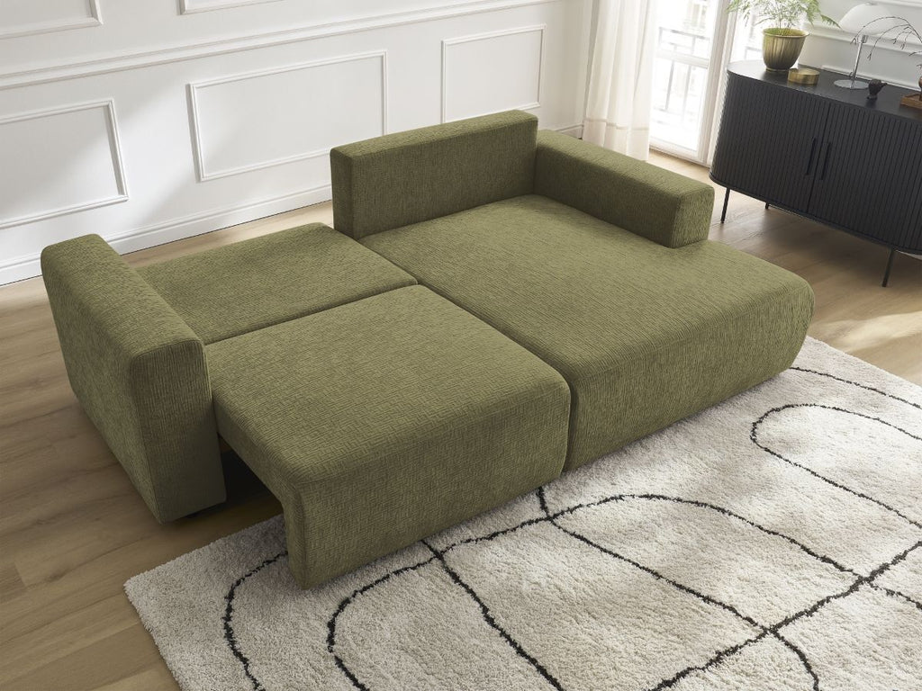 Atilla - Canapé D'Angle Convertible Coffre - Tissu Texturé - Angle Droit