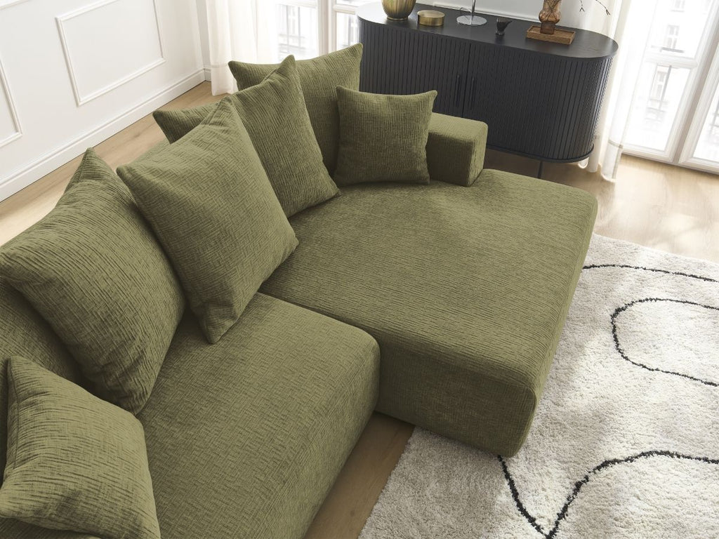 Atilla - Canapé D'Angle Convertible Coffre - Tissu Texturé - Angle Droit