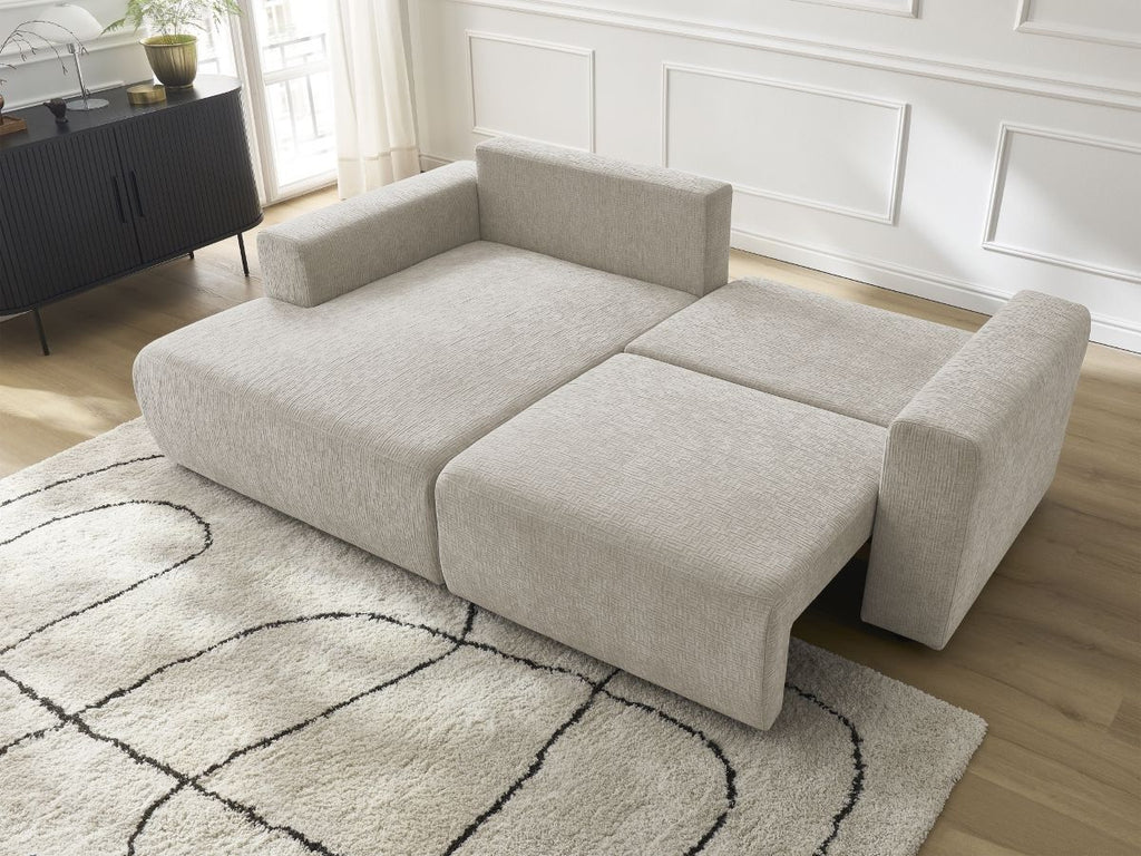 Atilla - Canapé D'Angle Convertible Coffre - Tissu Texturé - Angle Gauche