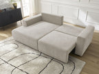 Atilla - Canapé D'Angle Convertible Coffre - Tissu Texturé - Angle Gauche