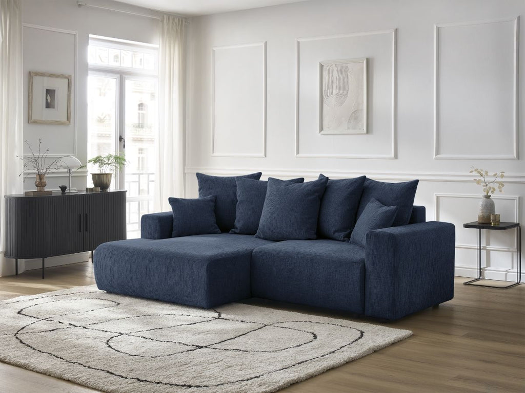 Atilla - Canapé D'Angle Convertible Coffre - Tissu Texturé - Angle Gauche