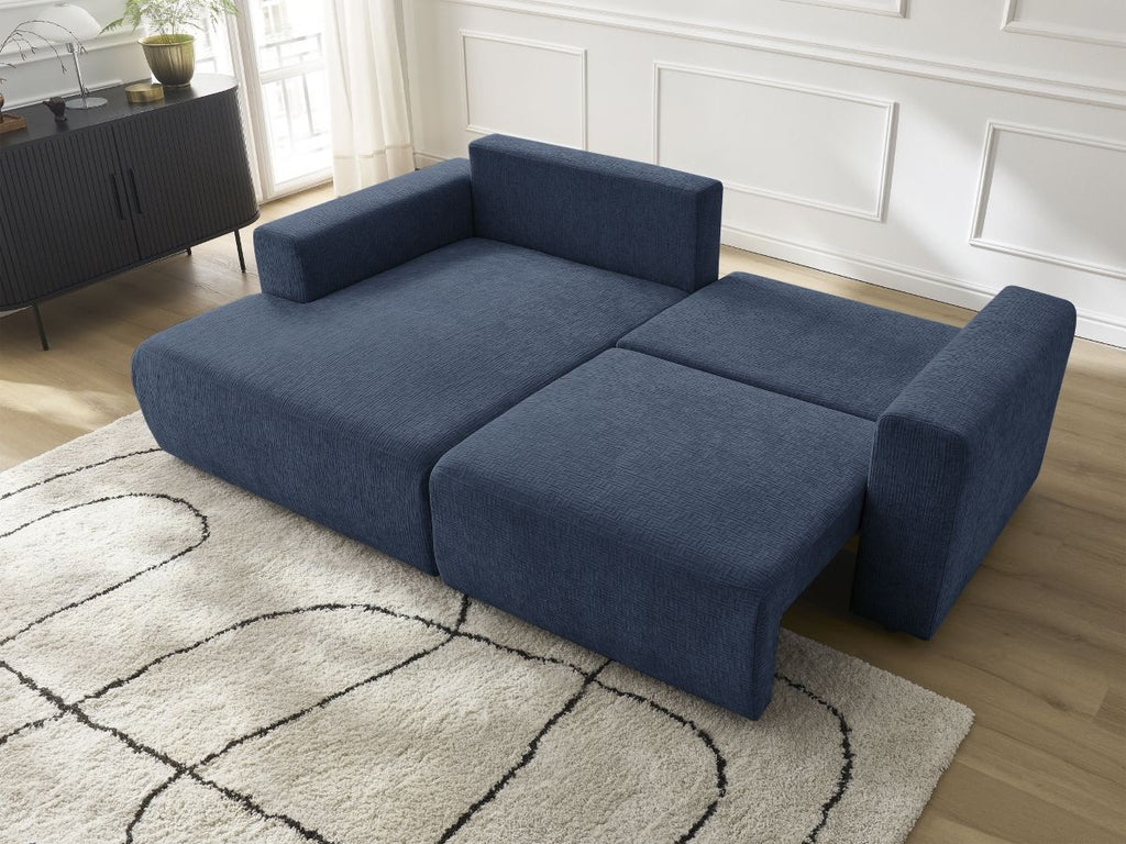 Atilla - Canapé D'Angle Convertible Coffre - Tissu Texturé - Angle Gauche