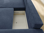 Atilla - Canapé D'Angle Convertible Coffre - Tissu Texturé - Angle Gauche