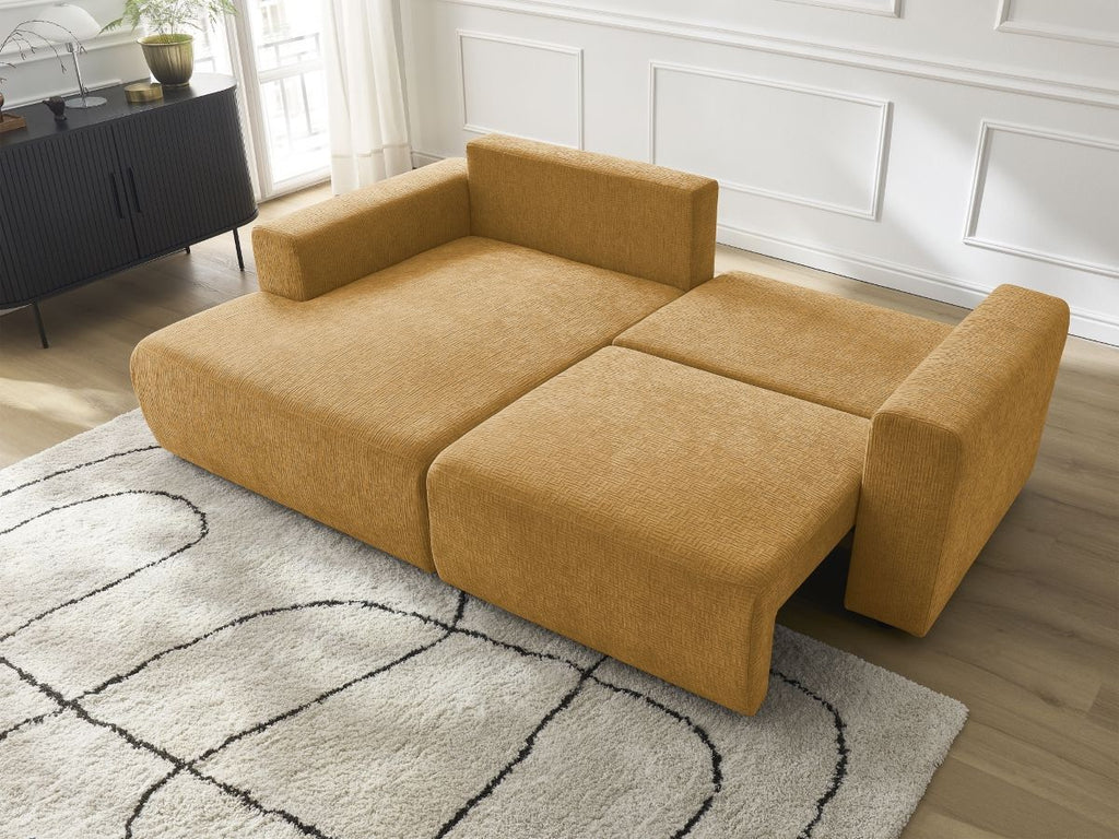Atilla - Canapé D'Angle Convertible Coffre - Tissu Texturé - Angle Gauche