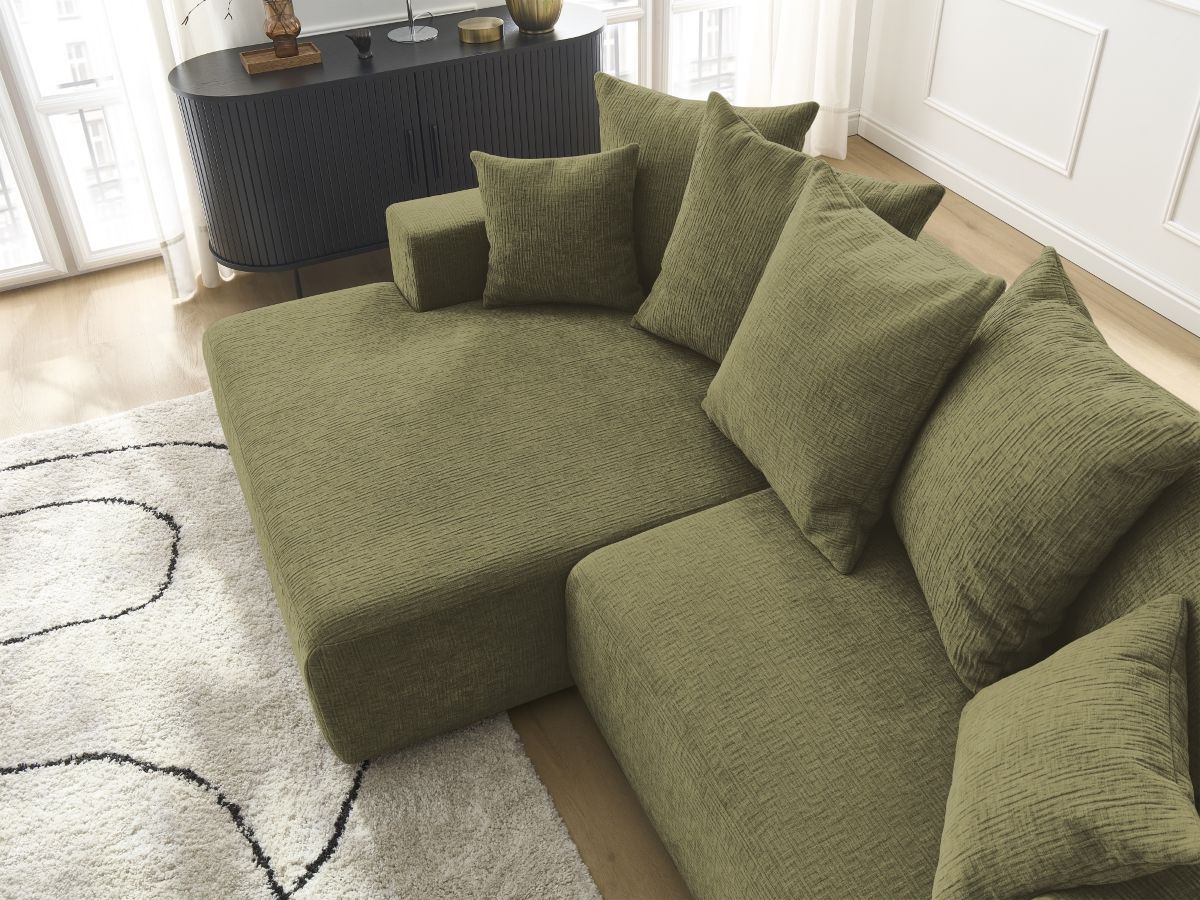 Atilla - Canapé D'Angle Convertible Coffre - Tissu Texturé - Angle Gauche