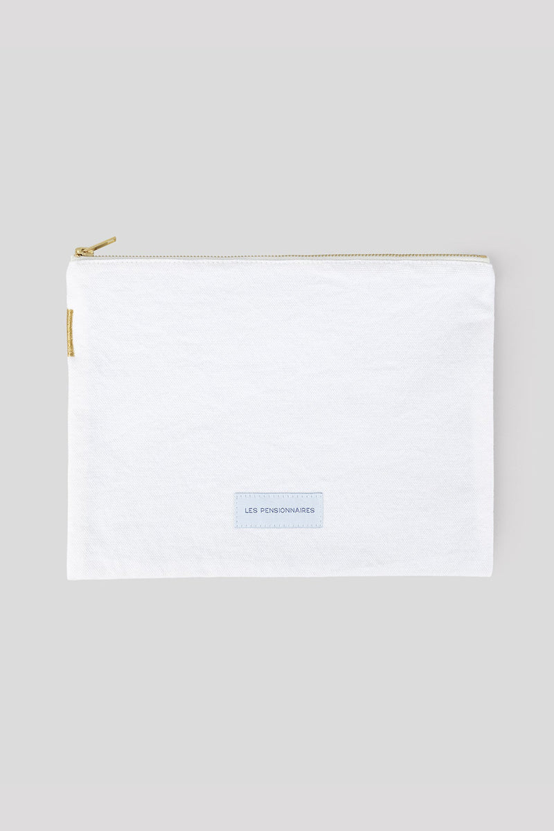 Grande pochette en toile de coton bio blanc immaculé Les pensionnaires