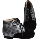 Chaussures Bottillon Fille À Lacets Gaïa - Cuir Noir Et Argent - Fille