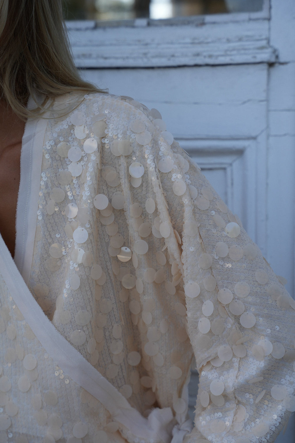 Gilet Con Paillettes Evy - Crema