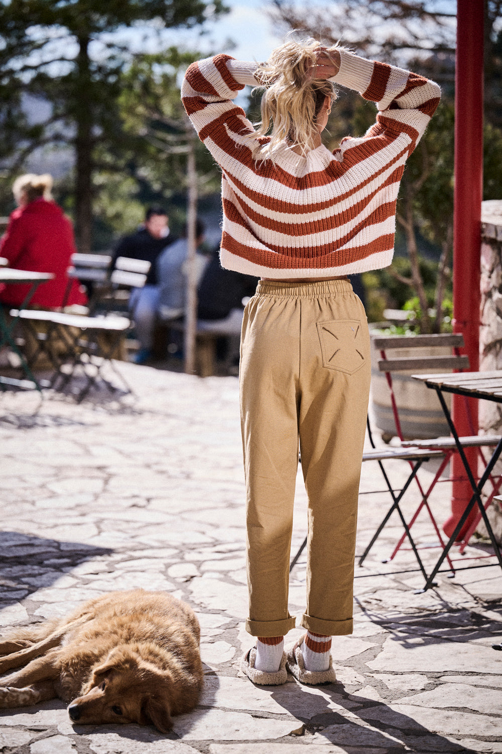 Pull Mona - Rayures Camel