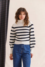 Pull Malory - Blanc Raye Noir