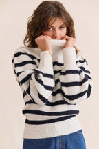 Pull Malory - Blanc Raye Noir