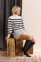 Pull Malory - Blanc Raye Noir
