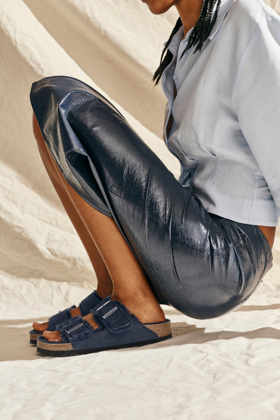 Arizona Shearling Leve New Navy Laf Sandals