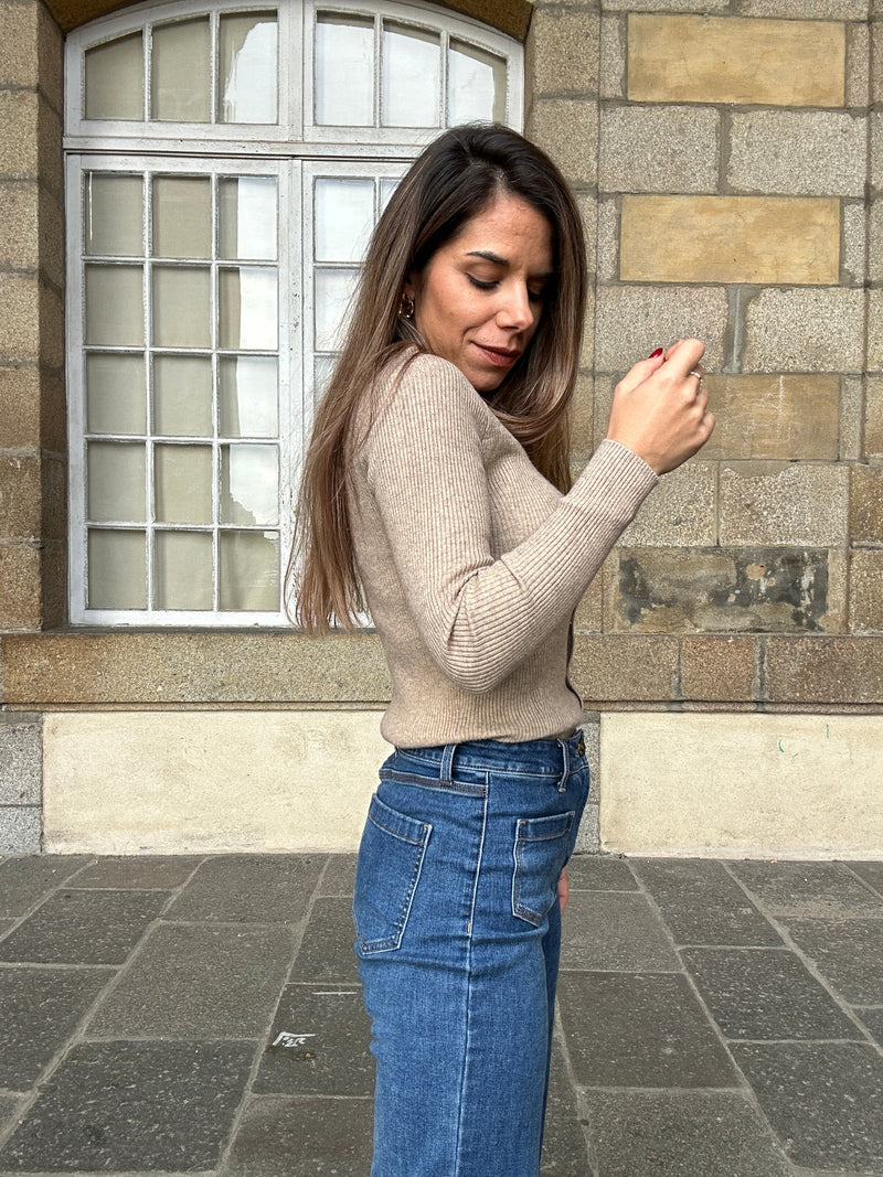 Cardigan Fin Louise Taupe