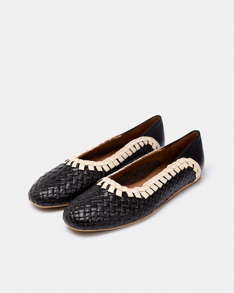 Ballerines Pisum Marron Oscuro-Crudo