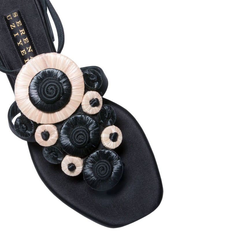 Alessa Black Flat Ankle Toe Sandal