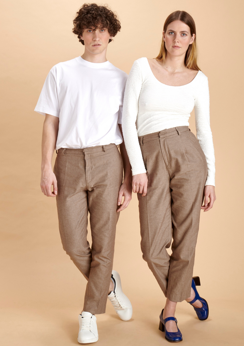 Le Pantalon Linen Femme - Brun