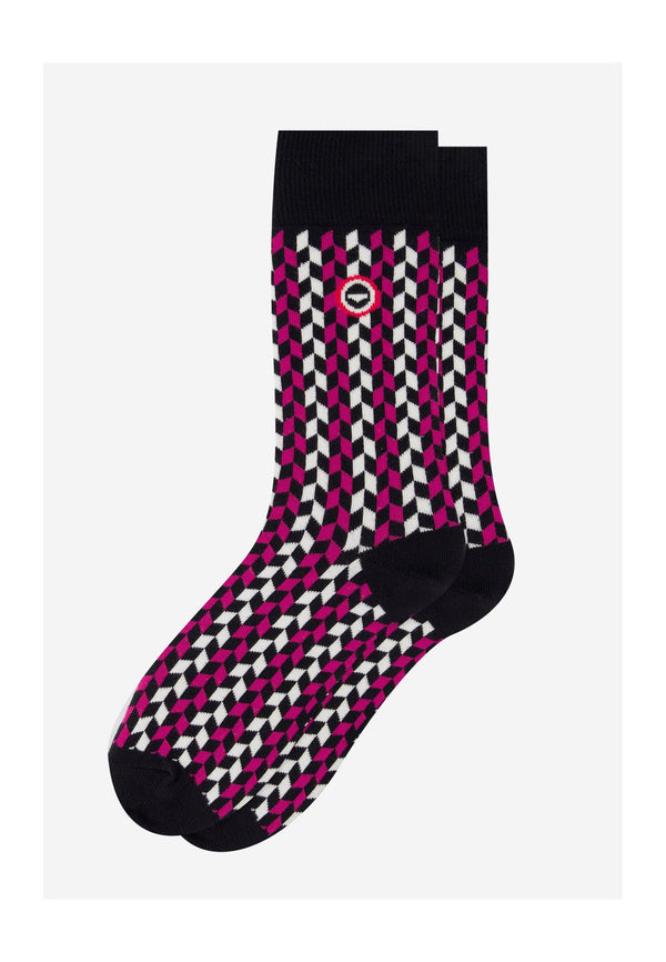 Halfhoge fantasiesokken Lucas Fléchette - Fuchsia
