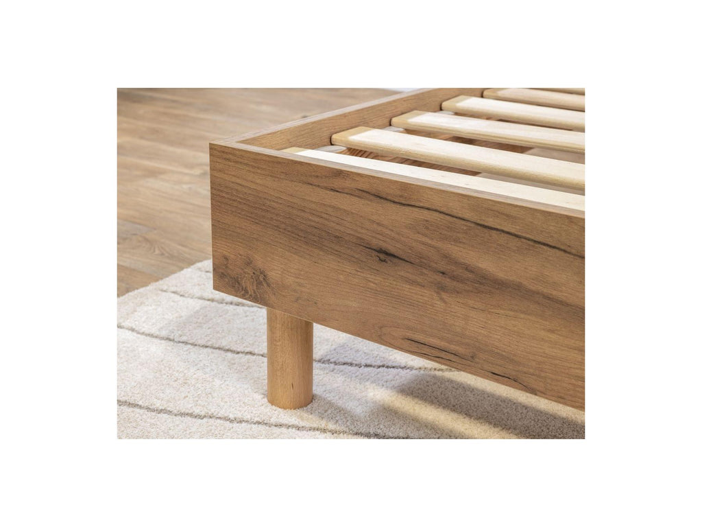 Lior - Cama con lamas macizas - Patas de madera natural