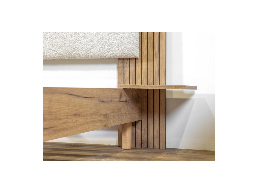 Lior - Cama con lamas macizas - Patas de madera natural