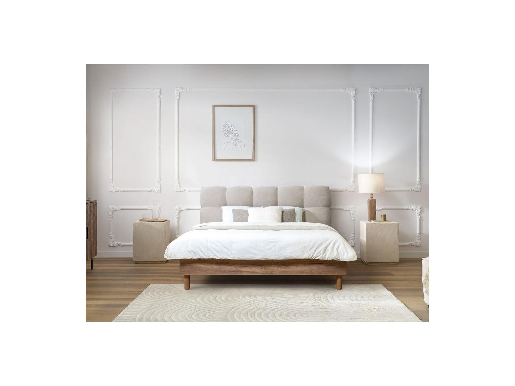 Bed with Solid Slats - Kumo - Natural Wooden Legs