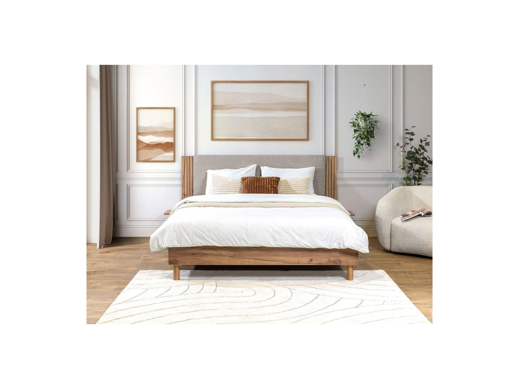 Lior - Cama con lamas macizas - Patas de madera natural