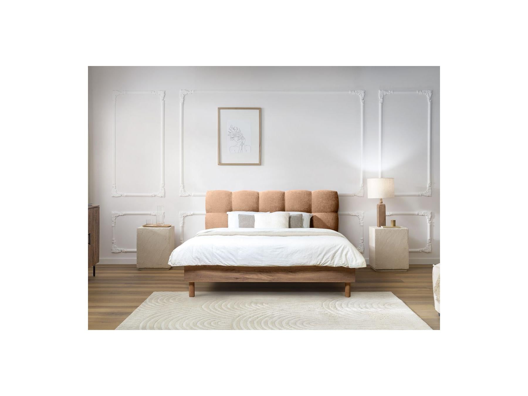 Bed with Solid Slats - Kumo - Natural Wooden Legs