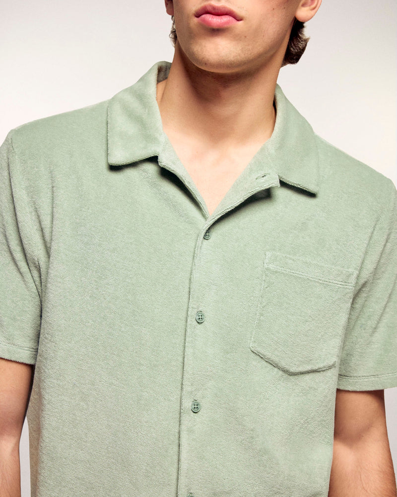 Chemise Manches Courtes En Éponge - Sage Green