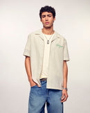 Chemise Manches Courtes à Broderies - Multi Rayures Ecru