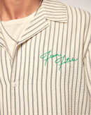 Chemise Manches Courtes à Broderies - Multi Rayures Ecru