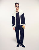 Pull Gilet Bicolore Broderie "Ff"