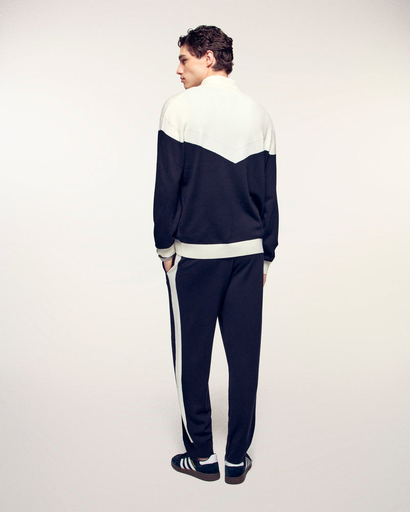 Pull Gilet Bicolore Broderie "Ff"