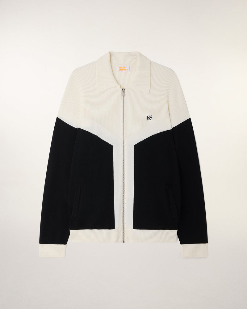 Pull Gilet Bicolore Broderie "Ff"