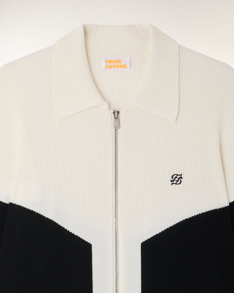 Pull Gilet Bicolore Broderie "Ff"