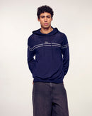 Pull Hoodie Rayures À Broderie