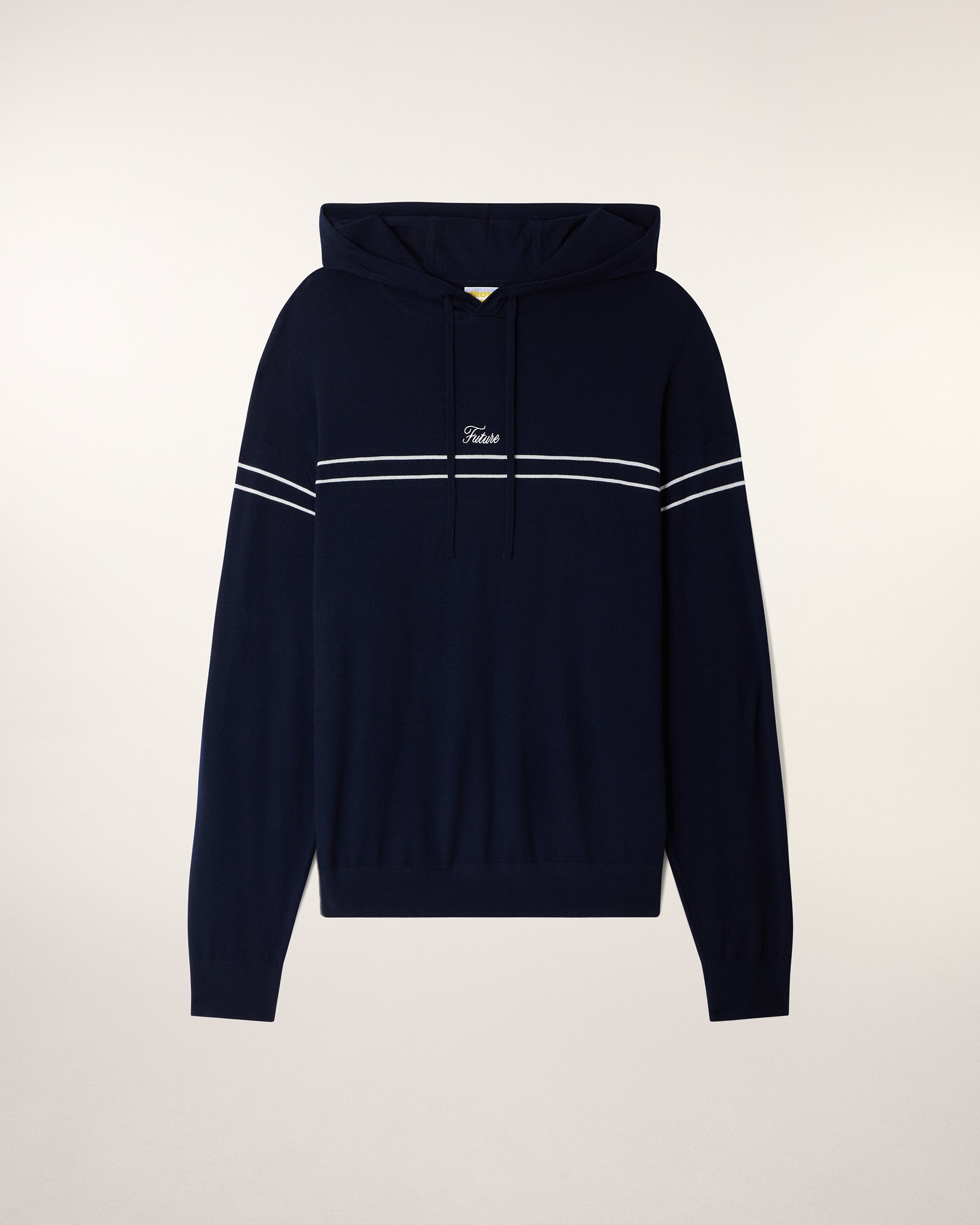 Pull Hoodie Rayures À Broderie