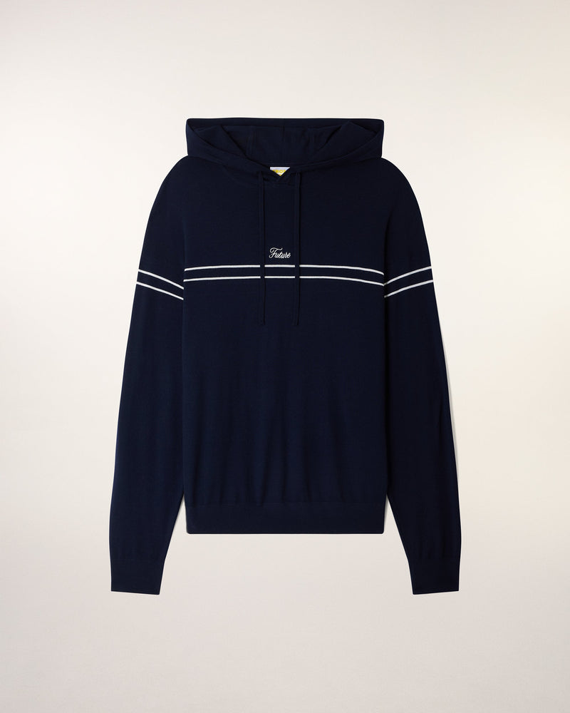 Pull Hoodie Rayures À Broderie