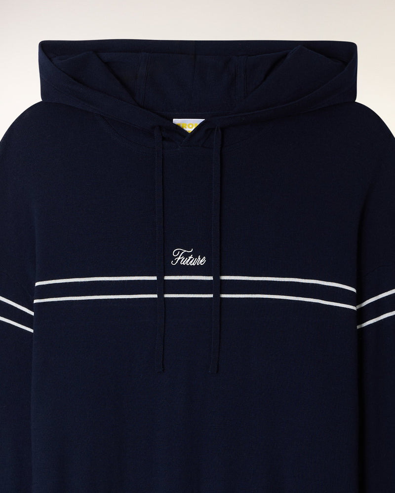 Pull Hoodie Rayures À Broderie