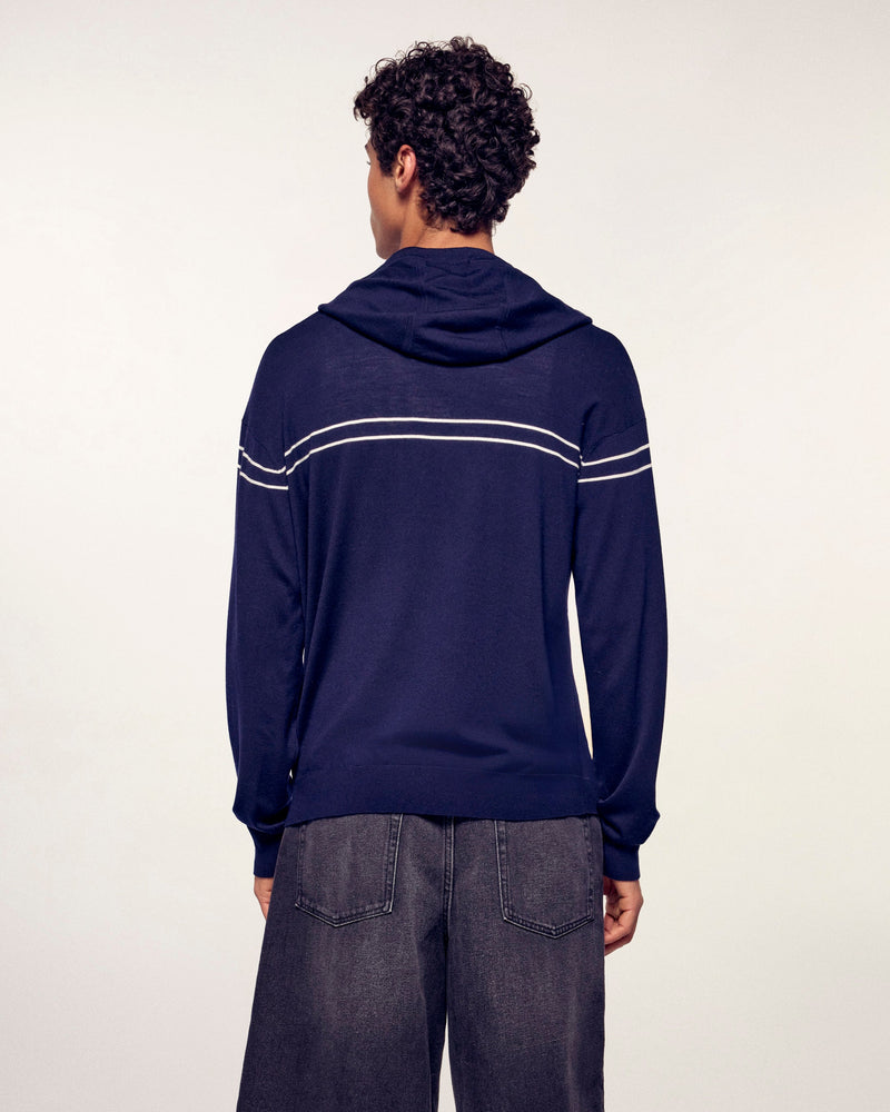 Pull Hoodie Rayures À Broderie