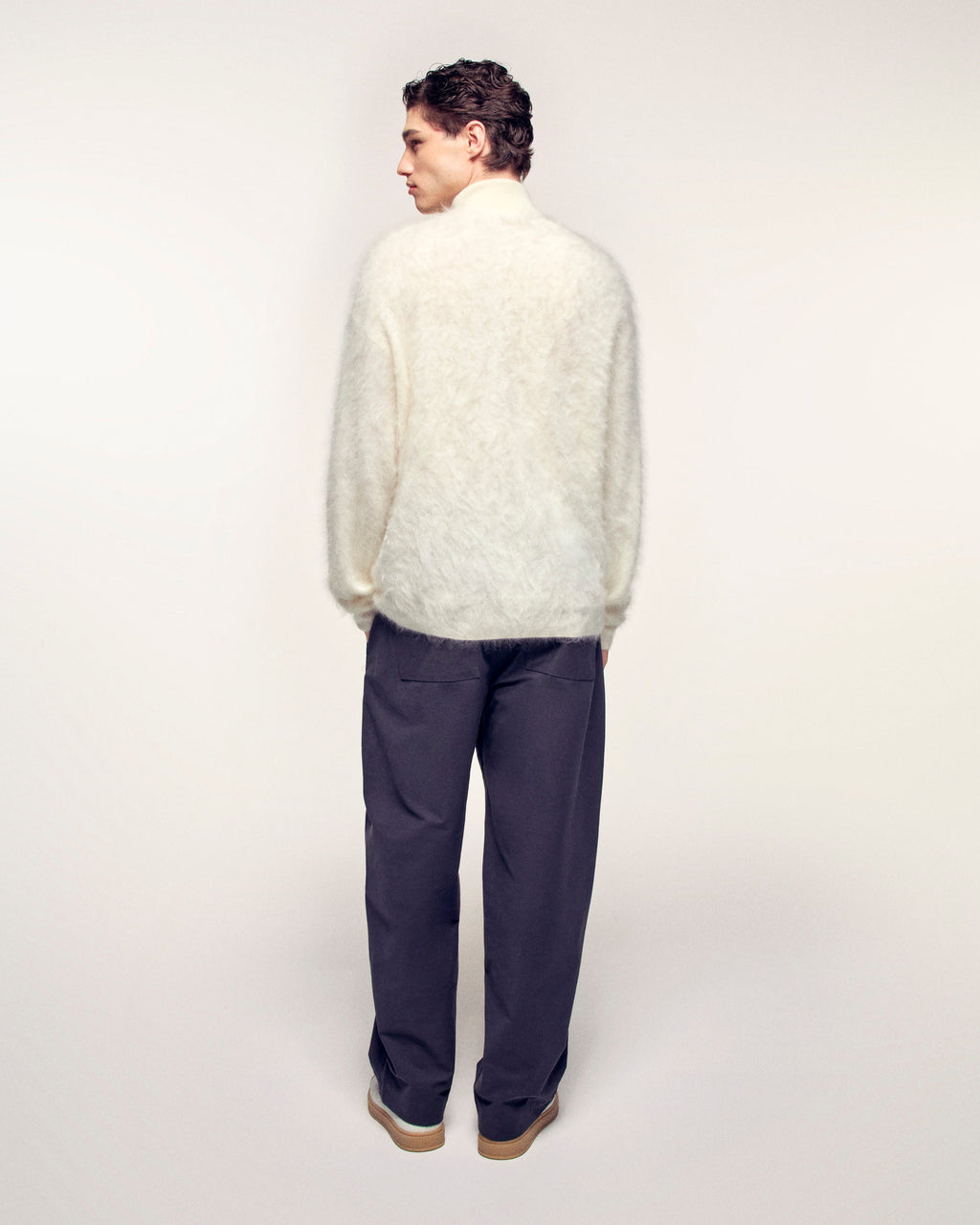 Brushed Cashmere Trucker Neck Sweater