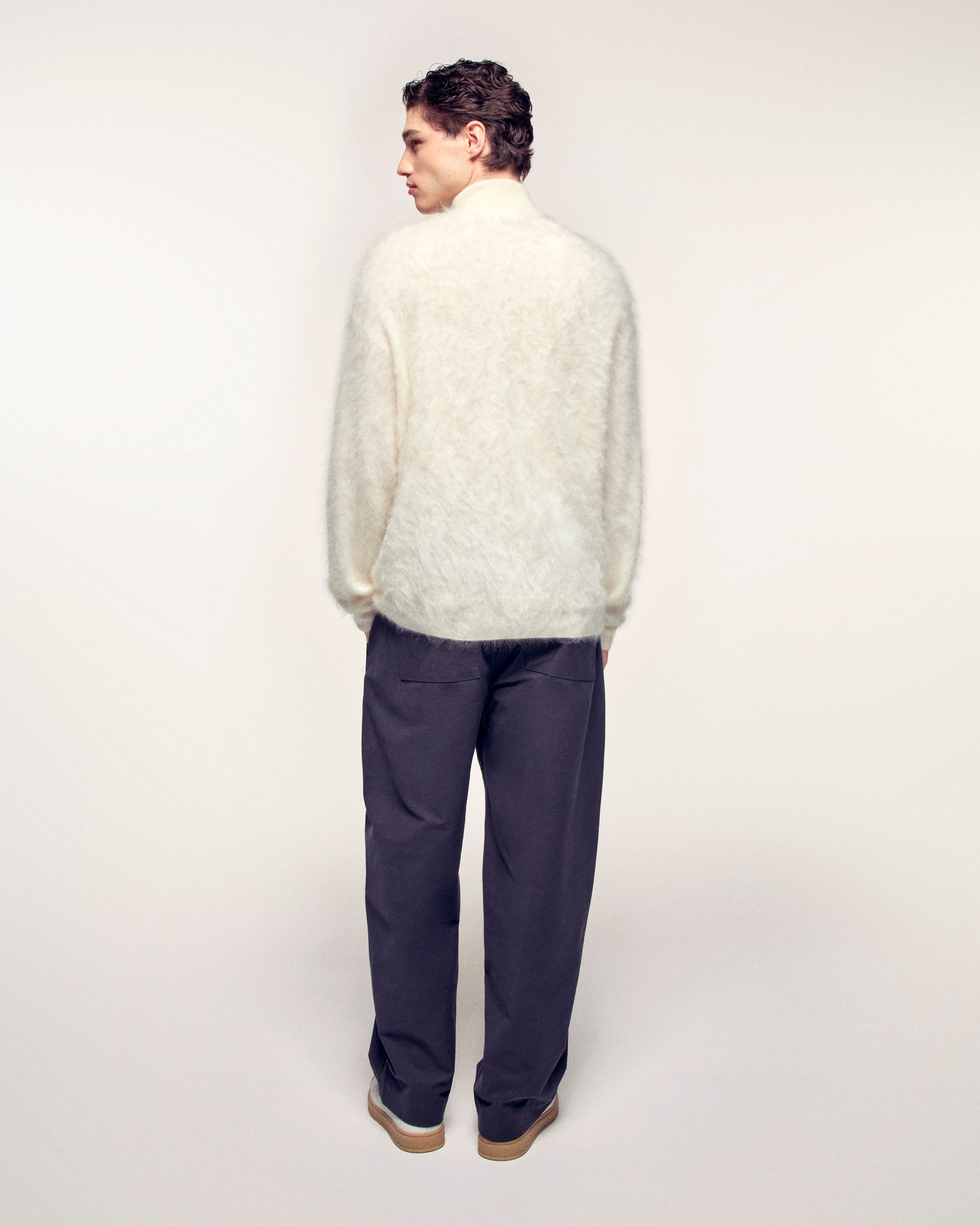 Brushed Cashmere Trucker Neck Sweater