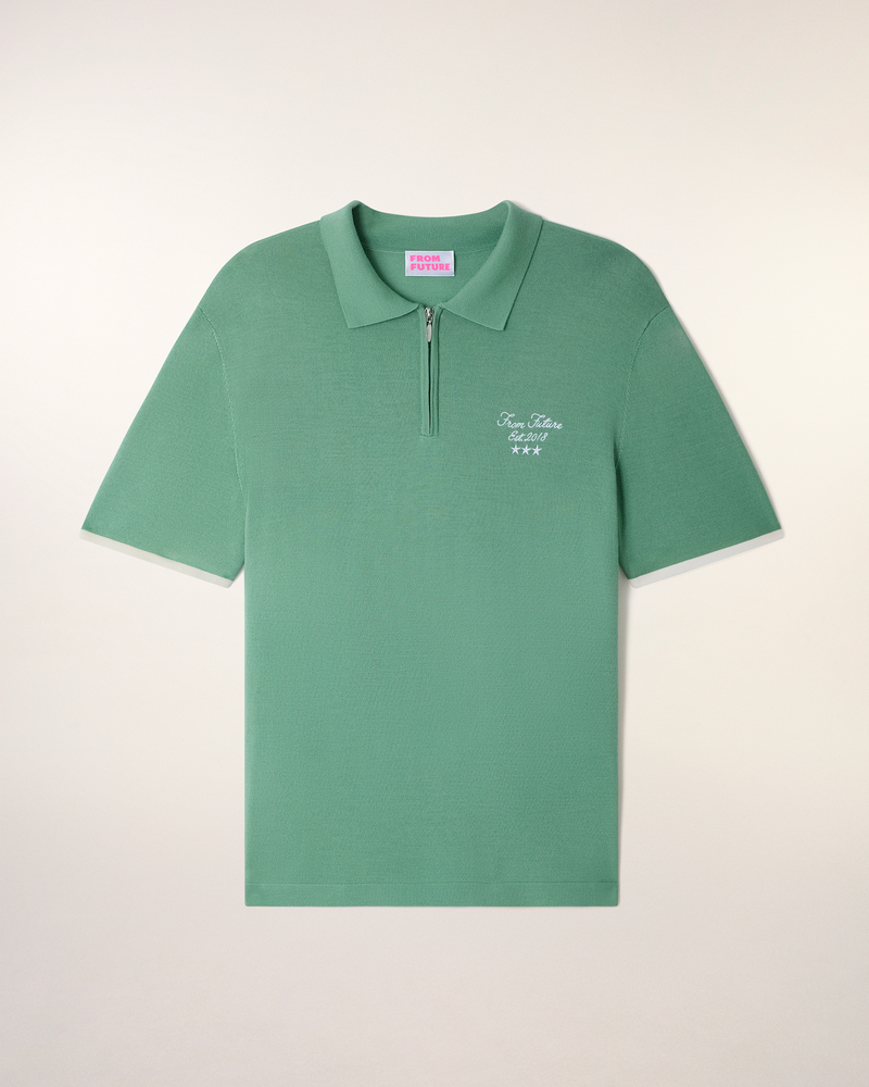 Pull Col Polo Zippé À Broderie "Future"