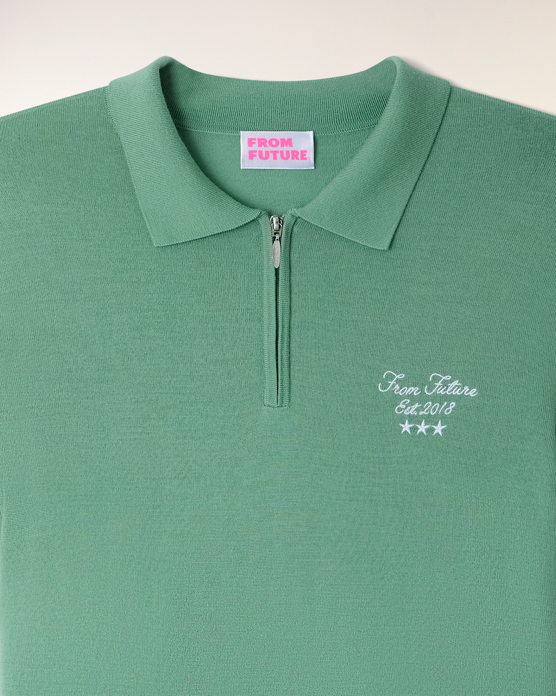 Pull Col Polo Zippé À Broderie "Future"