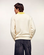Pull Col Polo Manches Raglan - Ecru