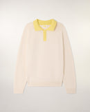 Pull Col Polo Manches Raglan - Ecru